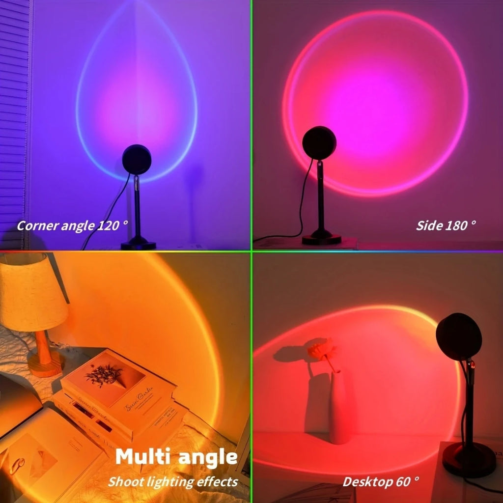 Lighting effects of a lamp from different angles on a dark background.