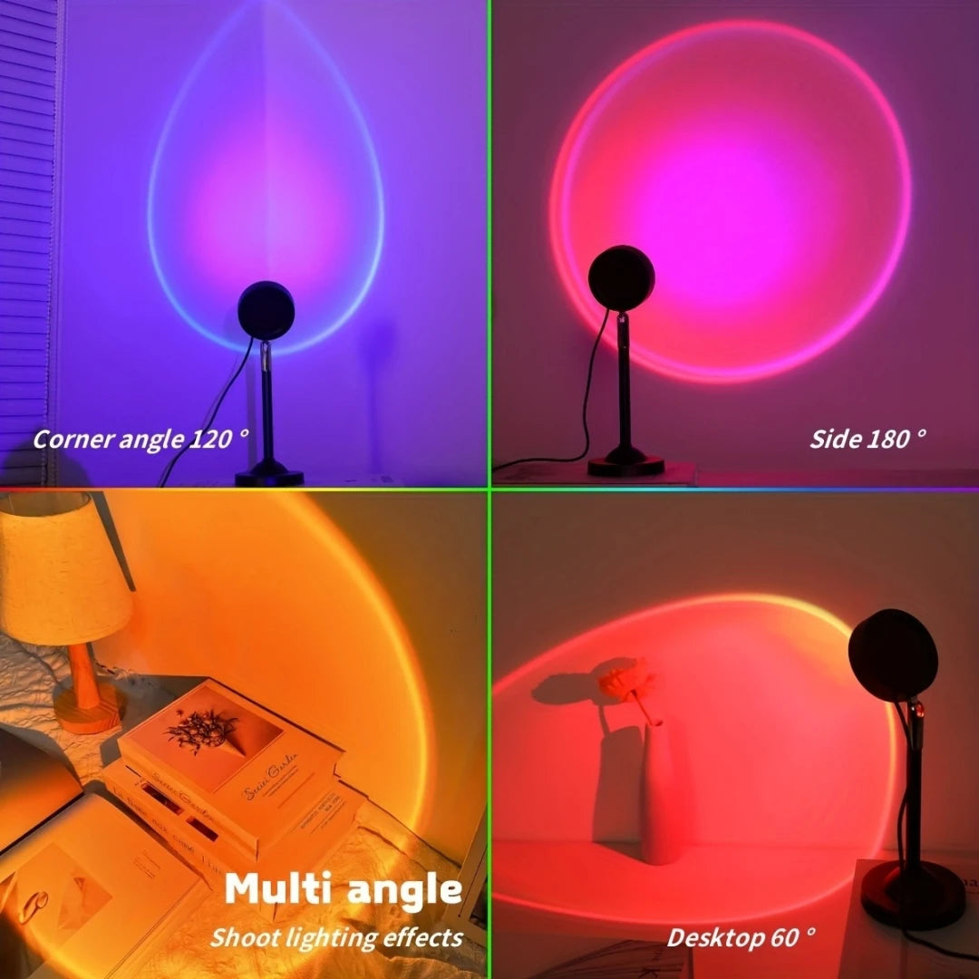 Lighting effects of a lamp from different angles on a dark background.