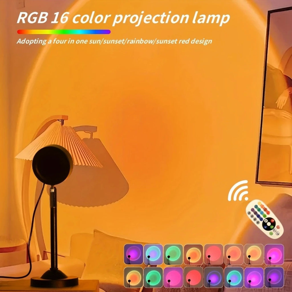 RGB 16 color projection lamp with remote control in a room setting